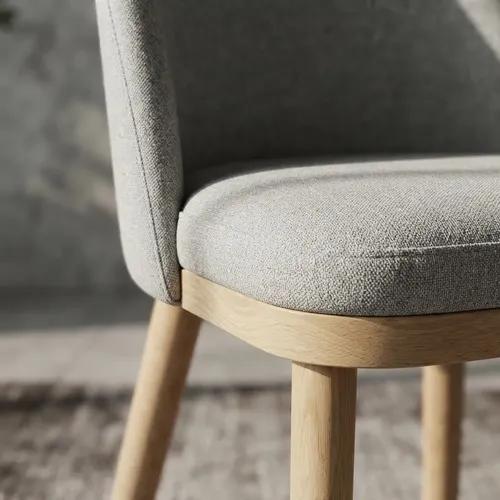 Silla Shine De Comedor Lino Estructura Madera Haya Laqueada Lino Marrón Claro Gris